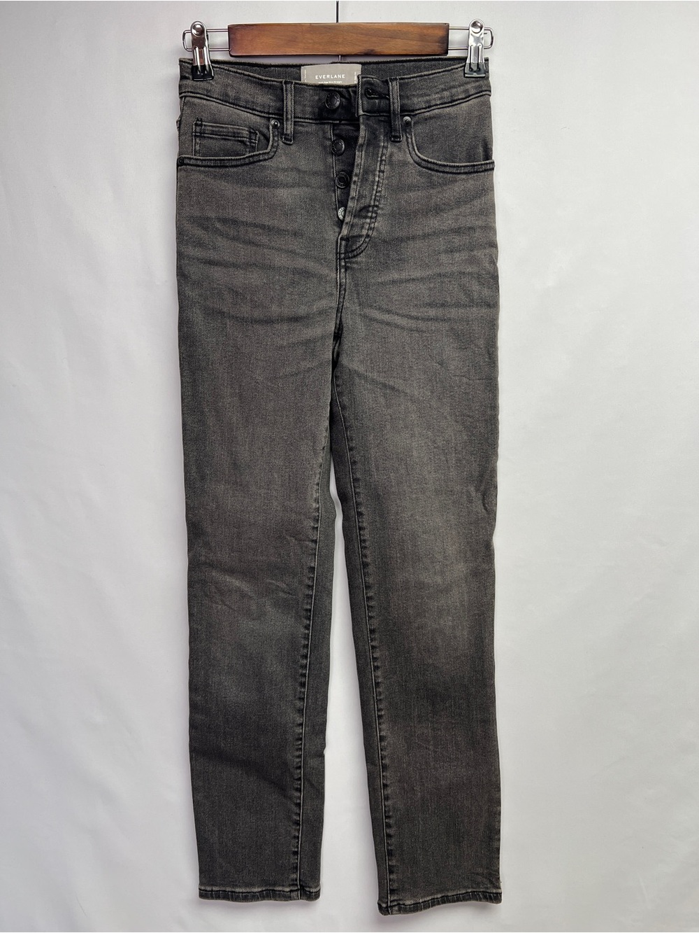 Everlane The High-Rise Slim-Straight Cigarette Jeans Gray 25 Regular